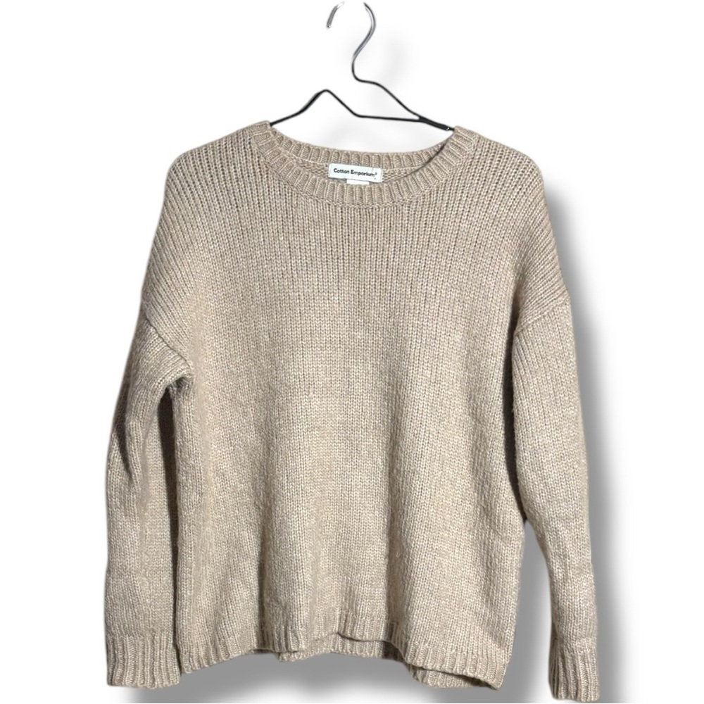 Cotton Emporium Tan Long Sleeve Cozy Chunky Knit Crew Neck Sweater - Picture 8 of 15